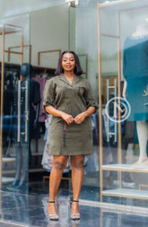 Elegant olive green dress